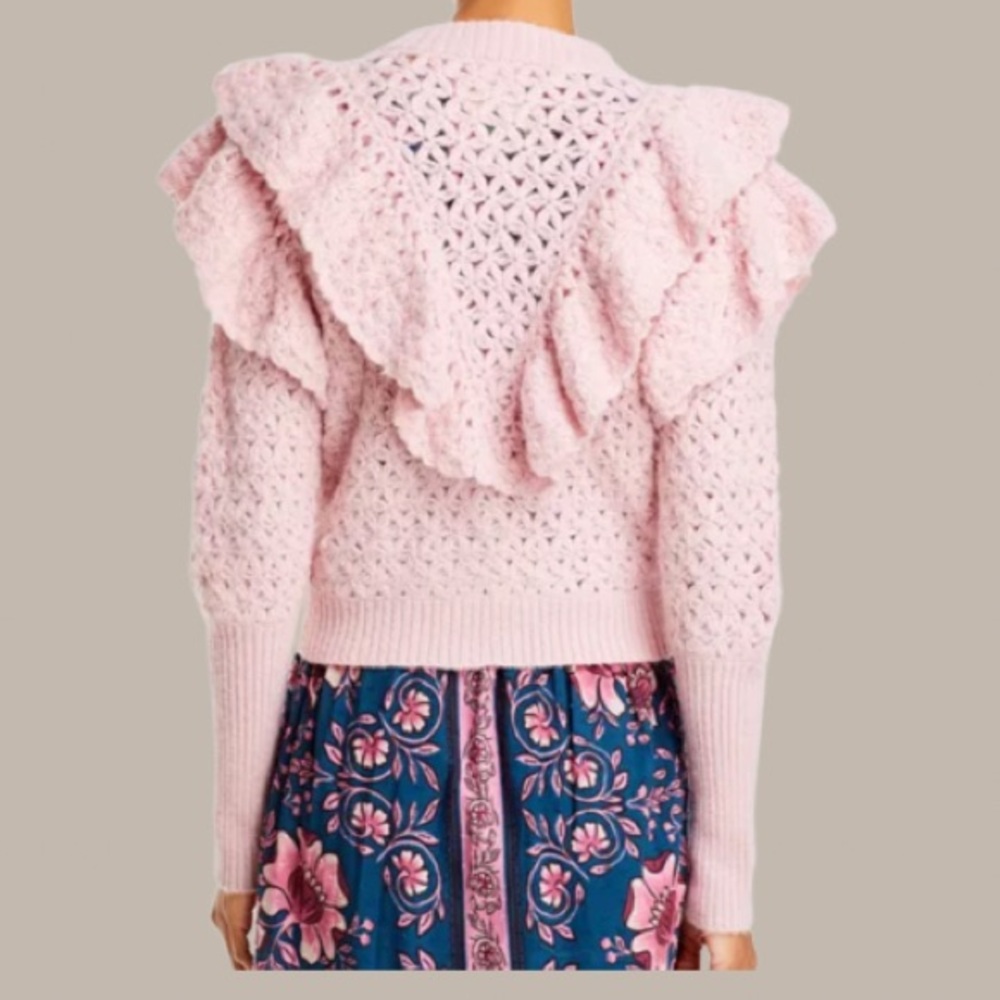 NWT FARM RIO Bohemian
Flower Texture ruffled openwork knit cardigan Sweater - Picture 6 of 12